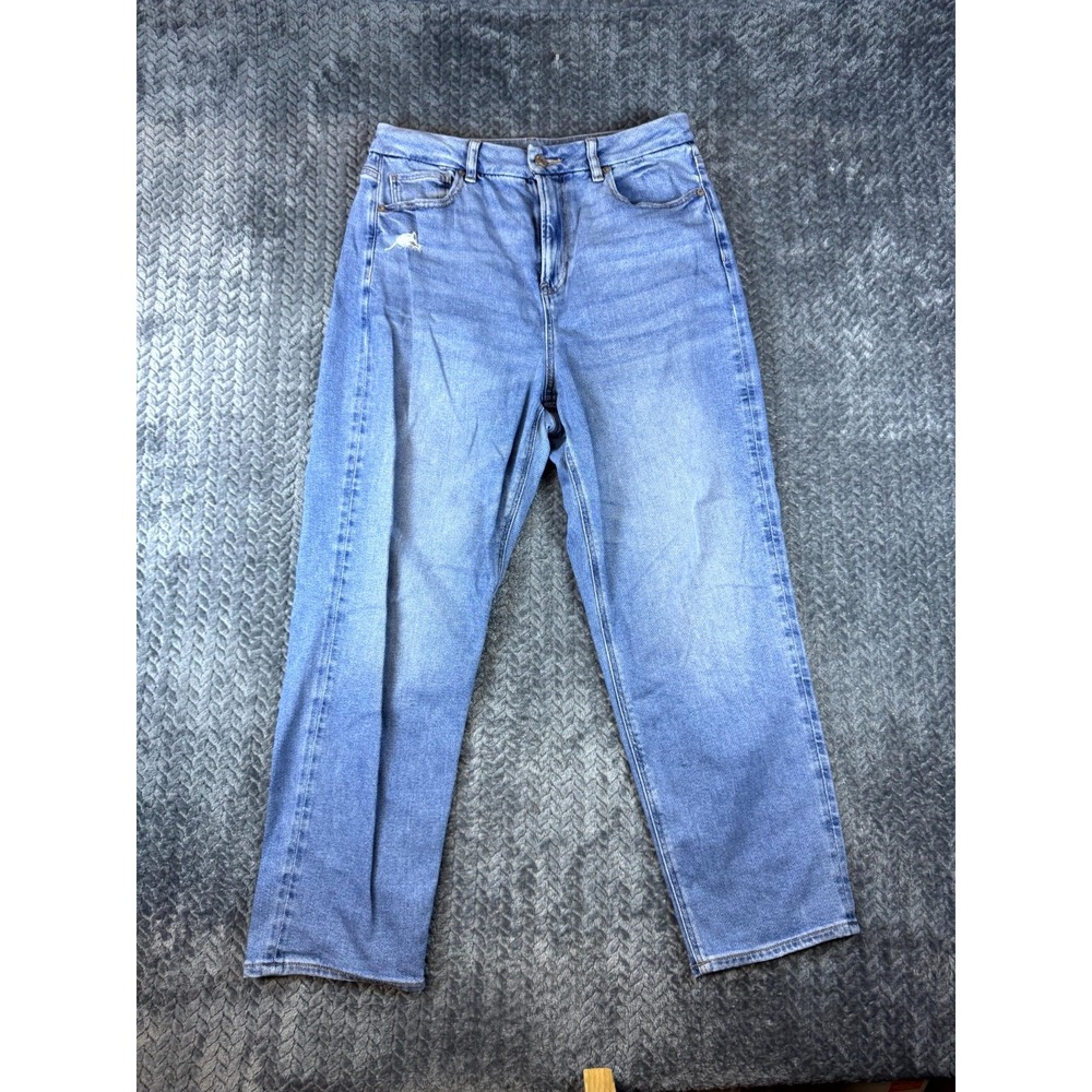 American Eagle Women 10 Blue Denim Stretch Straight Leg Jeans High Rise
